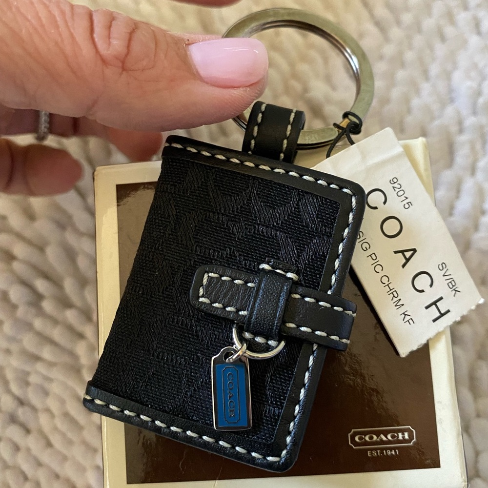 Coach black photo key ring